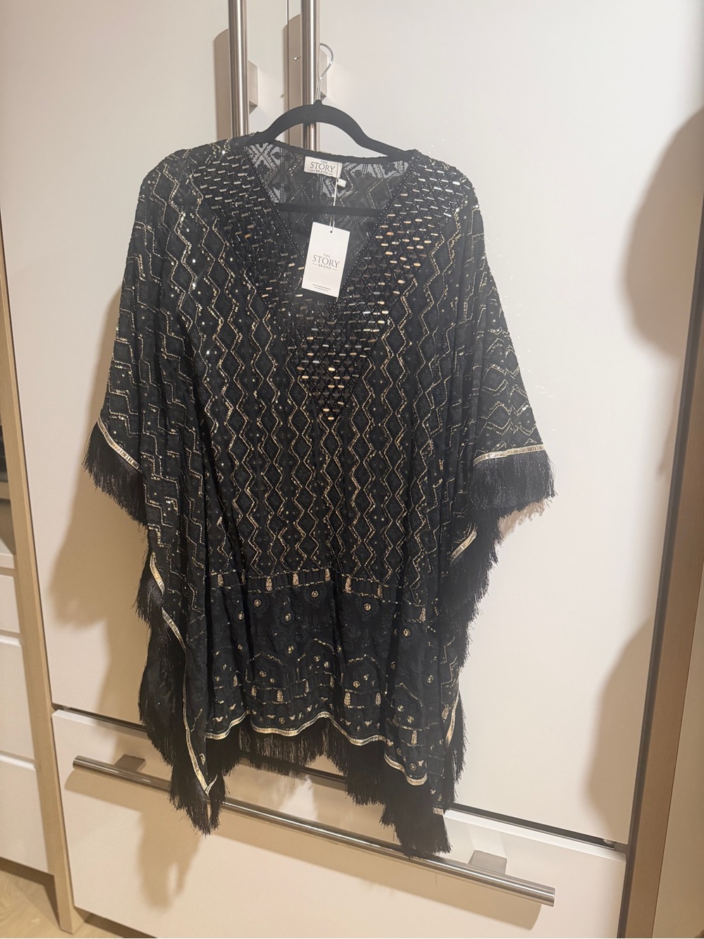 The Story Brand Chikankari Fringe Kaftan Dress/Tunic